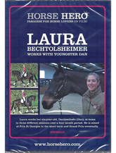 DVD cover featuring images of a woman named Laura with a horse, and text detailing the content of the DVD which includes training sessions with a six-year-old horse over a four-month period.